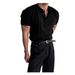 Henry Collar Slim Fit Knitted Short Sleeved T Shirt For Men 2025 Summer New Style Light Mature Style Business Commuting All Match T Shirt_viptrois.com