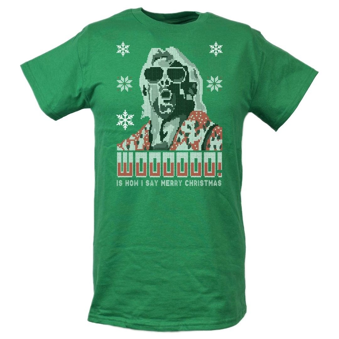 Ric Flair Wooooo Christmas Mens Ugly Green 100% Cotton T-shirt Mens Tees Top_viptrois.com