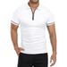 Summer Men's Polo Shirt Short Sleeve T-Shirt Lapel Collar Slim Fit Solid Color Top_viptrois.com