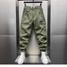 Men's Clothing European Style Casual Green Pants Spring/Summer Trendy Korean Slim Fit Long Trousers With Spliced Cuffs Jogger Leg_viptrois.com