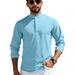 Pulse 2025 Cross-Border TK Hot Sale Spring And Autumn Men's Polo Casual Breathable Waffle Long Sleeve Henley Collar Shirt_viptrois.com