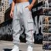 Men's Heavyweight Fleece-Lined Cargo Pants - Winter Warm Workout Joggers With Drawstring & Multi-Pockets_viptrois.com