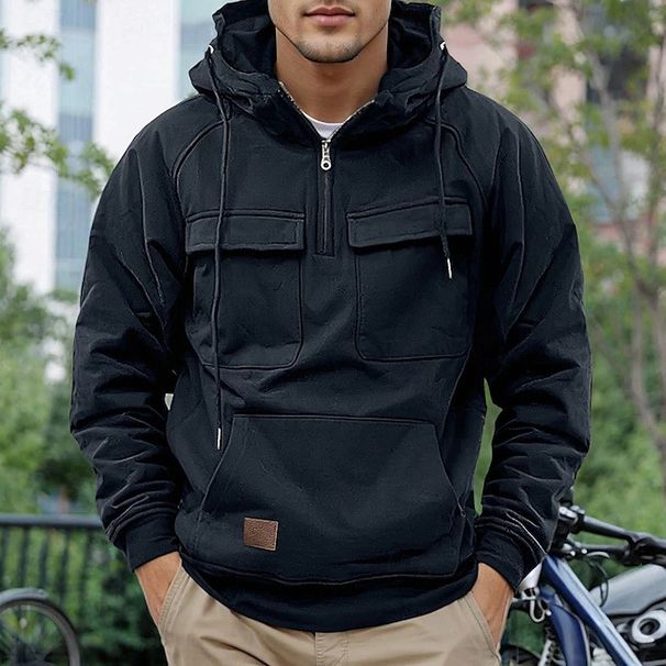 Men's Vintage Zip-Up Hoodie – Retro Biker Style (S-3XL, Corduroy, 8 Colors, Heavyweight)_viptrois.com