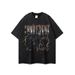 Men's Clothing American High Street Washed Sleeved T Shirt For Men Street Style National Trend Loose All Match Short Sleeved Bottom_viptrois.com