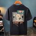 Short-sleeved T-shirt Men's Trendy Brand Summer Loose Five-quarter Sleeve 2025 New Simple Printed Top_viptrois.com
