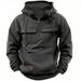 Men's Clothing Autumn and Winter New Men's Hooded Solid Color Sweatshirt Youth Sports Multi Pocket Leather Sweatshirt Jacket_viptrois.com