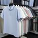 Men's Clothing High End Nylon Spandex Ice Silk Jacquard Short Sleeved T Shirt Summer New Men's Business Casual Solid Color Polo Shirt T Shirt_viptrois.com