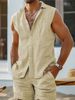 Men's Clothing Casual Stand Up Collar Cardigan Vest Cotton And Linen Style Suit_viptrois.com