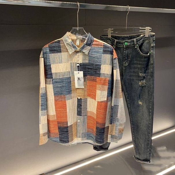 2025 Hit High-end Hong Kong-style Loose Long-sleeved Shirt For Men's Fashionable Casual Wear_viptrois.com