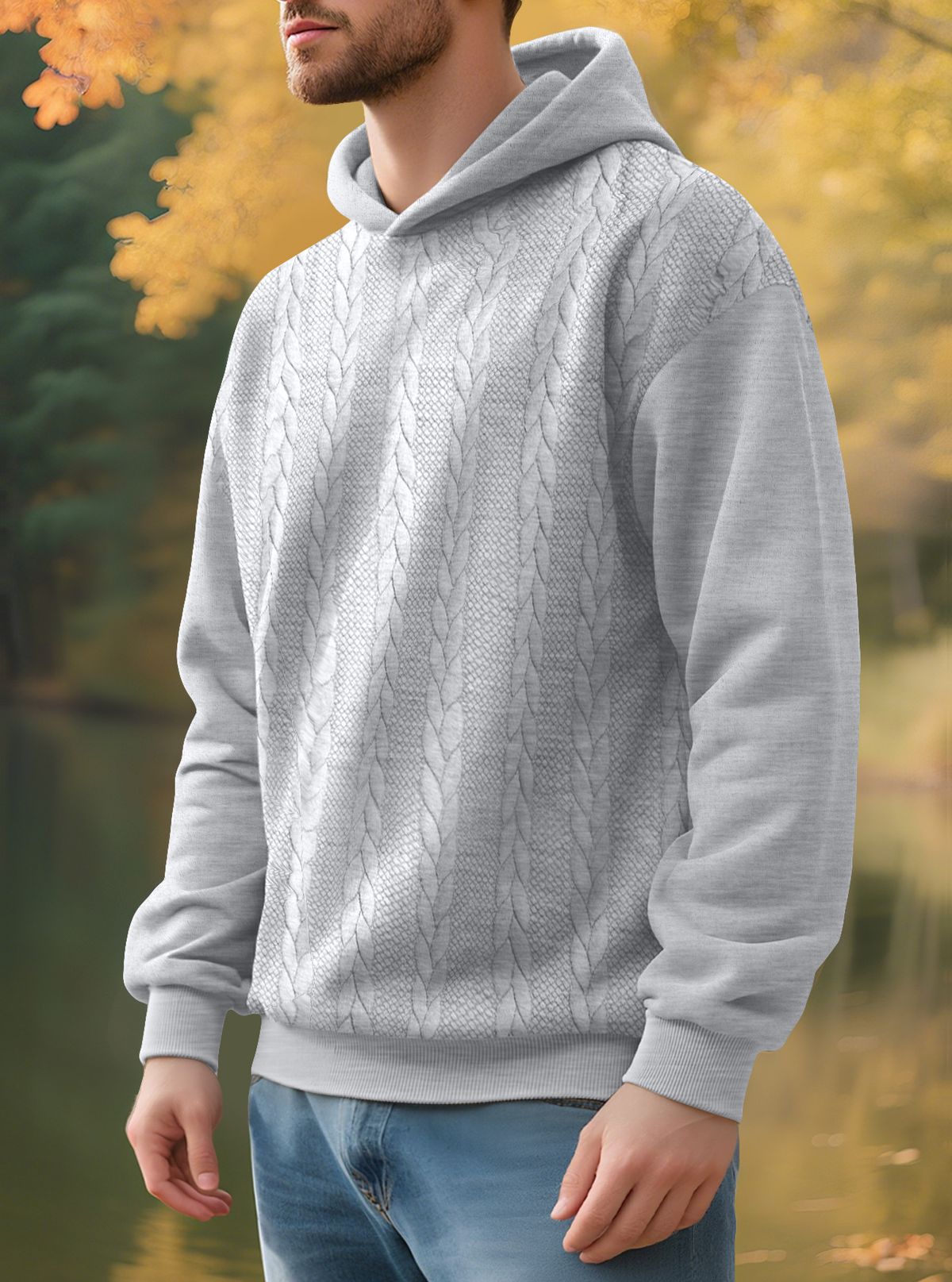 Men's Clothing Men's European And American Large Size Autumn And Winter Leisure New Thick Jacquard Hooded Sweatshirt Long Sleeved Men's Tops_viptrois.com