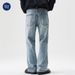 Men's Clothing Men's Washed Straight-Leg Jeans - Relaxed Fit Vintage Denim Pants With Slight Flare, High Cotton Comfort (Blue, Size 28-40)_viptrois.com