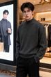 Half Turtleneck Men's Autumn And Winter Trendy Brand High-End Thick Knitted Sweater Lazy Style Slim Fit Inner Layer Base_viptrois.com