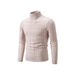 Men's Slim Fit Cable Knit Turtleneck Sweater – Solid Color Pullover For Casual & Smart Wear Fashion Trends_viptrois.com