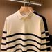 Striped Color Blocked Collar Knitted Sweater With New Fashionable And Casual Design_viptrois.com