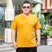 Men's Clothing summer breathable plus size short-sleeved v-neck t-shirt fat guy solid color extra large bottoming shirt 4XL_viptrois.com