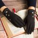 Winter gloves ladies windproof warm light touch screen winter outdoor riding and driving de velvet fabric embroidery_viptrois.com