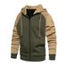 Cross-Border Autumn Winter New Color-Block Zipper Cardigan Hooded Sweatshirt Retro Plus Size Loose Casual Fleece Top_viptrois.com