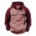 Men's Clothing Half Zip Multi Pocket Workwear Men's Half-Zip Multi-Pocket Workwear Jacket Retro Color Block Stand Collar Hoodie Autumn Casual Coat_viptrois.com
