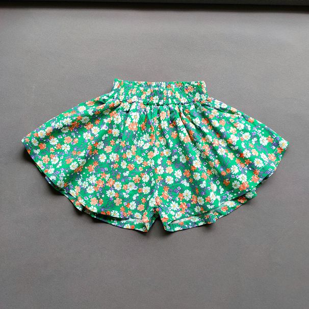 XUANMU Baby Girls Flower Culottes Summer Sweet Fashionable Children's Floral Wide-Leg Hot Pants Kids Girls Mini Shorts XB004_viptrois.com