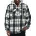 2025 Spring New Loose Casual Flannel Jacquard Long Sleeve Hooded Plaid Shirt_viptrois.com