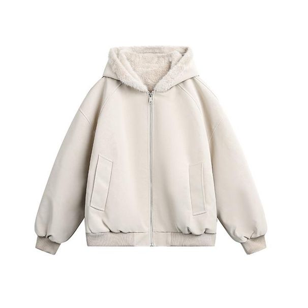 Lychee Pattern Heavyweight Hooded Mountain Eagle PU For Men And Women Winter Fleece Lined Thickened Couple Leather Coat_viptrois.com