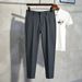 Slim Fit Men's Dress Pants Straight Leg Wrinkle-Free Business Casual Trousers High-Quality Drop Black Ankle-Length Dress Pants_viptrois.com