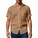 Men's Hawaiian Style Linen Shirt - Breathable Loose Fit Short Sleeve With Henry Collar (Casual Summer Wear)_viptrois.com