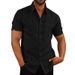 2023 Summer Polo Solid Short Sleeve Button Shirt Men's Clothing_viptrois.com
