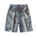Men's Clothing Summer Fashion Brand 3D Printed Washed Hip Hop Denim Shorts Men's Loose Wide Leg Straight Leg Five Point Mid Length Pants_viptrois.com