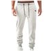 Men's Fleece Jogger Pants - Polyester Casual Sweatpants With Tapered Cuff, Elastic Waist & Pockets (Black/Navy/White/Khaki/Burgundy/Gray)_viptrois.com