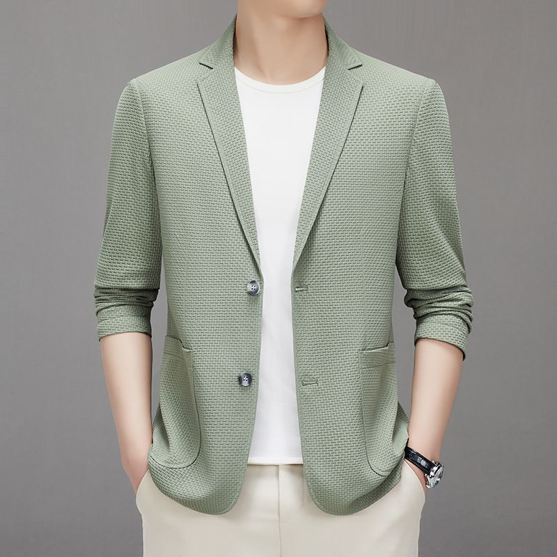 Men's Clothing Lashibert Nylon Spandex Elastic Unlined Hemming Sunscreen Suit Men's Spring And Summer Thin Single Layer Non Iron Suit_viptrois.com