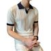 Men's Clothing Men's Summer Lapel Slim Fit Ins High End Color Casual Soft Glutinous Top_viptrois.com