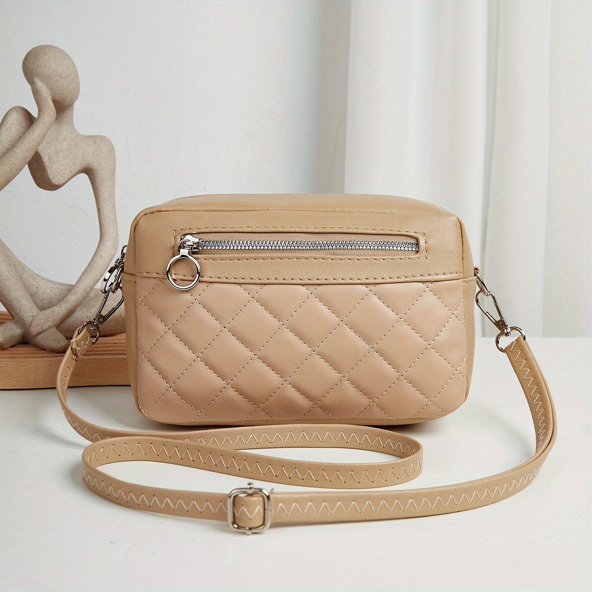 Women's Diamond Quilted Crossbody Bag - Large Capacity Camera Purse, Minimalist Style_viptrois.com