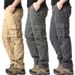 Cotton Multi-pocket Cargo Pants Sweatpants Men's Loose Wear Elastic Waist Outdoor Casual Pants Trend_viptrois.com
