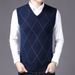 Men's Slim Fit V-Neck Knitted Vest, Wool Blend Casual Sweater Waistcoat For Autumn Winter_viptrois.com