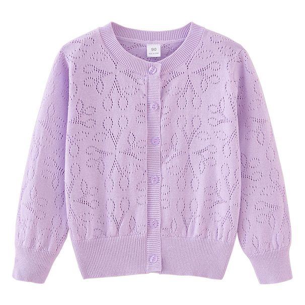 2025 Girls Cotton Hollow Cherry Knitted Cardigan Jacket Children's Sweater Sunscreen Air Conditioning Shirt Summer Thin_viptrois.com
