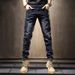 Jeans Spring Autumn 2025 New Trendy Brand Versatile Slim Fit Small Footed Men's Casual Straight Leg Pants With Slight_viptrois.com