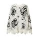 Y2K Retro Knit Sweater With Swirl Print & Distressed Details - Unisex Oversized Pullover For Men & Women_viptrois.com