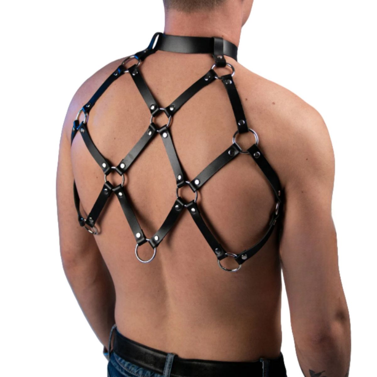 Punk PU Trainer Chest Strap Collar Integrated Personality Trend Body Harness Male Model Waist Belt Restraint_viptrois.com