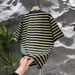 Men's Clothing Men's Summer Casual Striped T-Shirt Minimalist Distressed Short Sleeve Round Neck High Street Style Versatile Fashionable Top_viptrois.com
