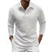 Men's Clothing Men's Retro Polo Shirt Long Sleeve – Jacquard Knit Casual Top (S-XXL, White, Polyester)_viptrois.com