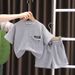 New Foreign Trade Boys Short Sleeved Casual Solid Color Children's Clothing Two Piece Korean Style Fashion Suit Manufacturers Wholesale_viptrois.com