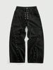 Retro Hip Hop Jeans – Distressed Denim Pants With Studded Details & Drawstring Waist, Loose Straight-Leg Unisex Style_viptrois.com