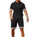 Summer Men's Short Sleeved Polo Shirt And Shorts Set Casual Sports Two Piece Suit_viptrois.com