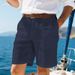 Men's Linen Summer Shorts With Side Pockets, Back Button Closure, Breathable Comfort For Beach And Casual Wear_viptrois.com