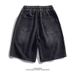 Men's Clothing Drawstring Elastic Waist Ripped Denim Shorts Street Fashion Straight Large Size Casual Five Point Mid Length Pants_viptrois.com