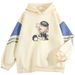American Style Color Block Couple Loose Cartoon Anime Print Pullover Outerwear Cool Top Sweatshirt_viptrois.com