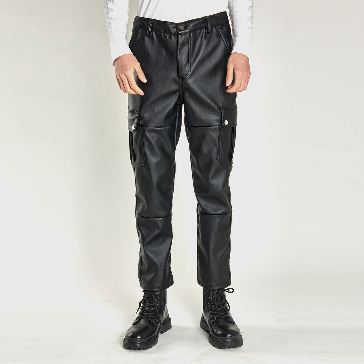 Men's Clothing Casual Leather Pants Men's Leather Pants Motorcycle Motorcycle Windproof Waterproof Dirt Resistant Multi Pocket Leather Pants_viptrois.com