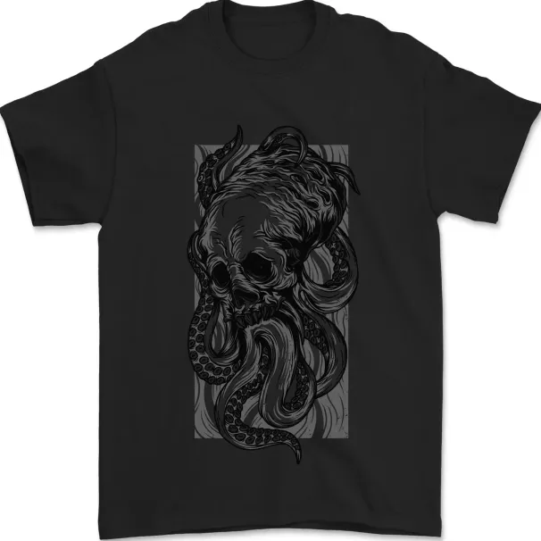 Cthulhu Octopus Kraken Octoskull Mens T-Shirt Mens Womens Tees Top 100% Cotton_viptrois.com