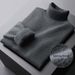 Fleece One-piece Fleece Men's Base Layer Shirt, High-neck Sweater, Men's Autumn And Winter Slimming Casual Lapel Thick Warm Knitted Sweater_viptrois.com